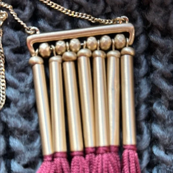 Lucky Brand Gold and Red Fringe Necklace - Picture 6 of 6